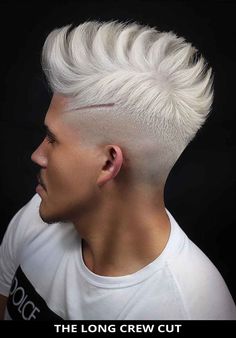 Check out this top the long crew cut that's on-trend right now! Ready for more inspo? Find out everything you need to know about this look and see all of our excellent examples of 14 masculine crew cut hairstyles for men. // Photo Credit: @milenobarber on Instagram Long Crew Cut, Guy Hairstyles, Curly Faux Hawk, Men Pics, Top Haircuts For Men, Best Fade Haircuts, Top Hairstyles For Men, Faux Hawk Hairstyles, Instagram Hairstyles