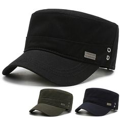 Category:Hats,Hats; Season:Spring,Summer,Fall; Gender:Men's; Style:Classic  Timeless,Chic  Modern,Fashion; Hats Category:Cadet Hat,Military Cap; Occasion:Daily,Outdoor; Material:Polyester; Function:Portable,Breathable; Pattern:Pure Color; Design:Pure Color; Front page:FF; Listing Date:10/10/2022; Head Circumference: 56-60 Black Military Summer Hat, Flat Cap Men, Cadet Hat, Mens Sun Hats, Military Cap, Modern Outdoor, Modern Fashion, Pure Color, Primavera Estate