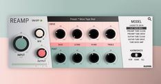 two different types of knobs and controls on a pink and green background with the words reamp