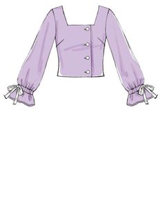 a drawing of a cropped top with bow ties on the front and shoulder, in purple