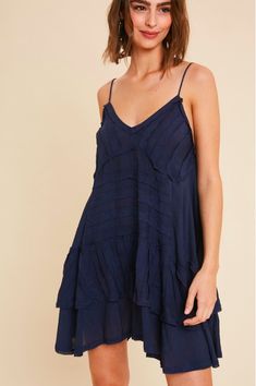 Cute Navy Blue Swing Dress - Angled Hem Dress | Bohopink Cruise Fits, Navy Blue Summer Dress, Navy Summer Dress, Bohemian Dresses, Boho Pink, Flowy Mini Dress, Dream Closets, Boho Dresses, Pink Boho