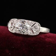 Antique Art Deco Platinum Hall Co Old European Diamond Engagement Ring Beautiful Engagement Ring, Edwardian Ring, Beautiful Engagement Rings, European Cut Diamonds, Antique Art Deco, Ring Band, Watch Necklace, Antique Rings, Antique Art