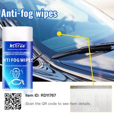 an ad for anti fog wipes on a car