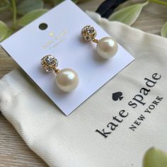 Kate Spade Drop Earrings In Cream And Gold Tone. Approx. 1”L. Brand New With Tag. Comes With Dust Bag. Smoke- And Pet-Free Home. Kate Spade Gold Earrings For Anniversary, Kate Spade Drop Earrings As Gift, Kate Spade Drop Earrings For Formal Occasions, Kate Spade Formal Drop Earrings, Kate Spade Elegant Formal Earrings, Elegant Kate Spade Earrings For Gift, Elegant Kate Spade Earrings As Gift, Classic Kate Spade Jewelry For Wedding, Elegant Formal Earrings By Kate Spade