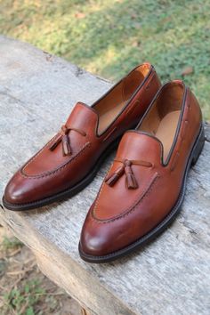 Handmade Brown Leather Tassel Loafers Dress Shoes sold by LeatherLooms. Shop more products from LeatherLooms on Storenvy, the home of independent small businesses all over the world. Loafers Dress, Quality Leather Boots, Custom Design Shoes, Loafers Shoes, Tassel Loafers, Leather Tassel, Brown Fashion, Light Photography, Loafer Shoes