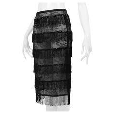 Resurrection Vintage is excited to offer a vintage Dolce & Gabbana black skirt featuring beaded fringe throughout, sheer lace, and an invisible back zipper. * Dolce & Gabbana * Size IT 42 * Fabric: 50% Viscose, 50% Nylon * 2000 SS Collection * Excellent Vintage Condition * Authenticity Guaranteed  * Photo Firstview Black Sheer Skirt, Lace Layers, Sheer Skirt, Layered Skirt, Beaded Fringe, Skirt Design, Black Skirt, Sheer Lace, Black Lace