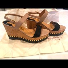 100% Authentic! Gorgeous Platform Wedge, Used In Good Condition With Some Signs Of Cosmetic Wear. Comes With Dust Bag Salvatore Ferragamo Platform Shoes, Salvatore Ferragamo Shoes, Ferragamo Shoes, Platform Wedge, Platform Wedges, Black Cream, Salvatore Ferragamo, Dust Bag, Wedges