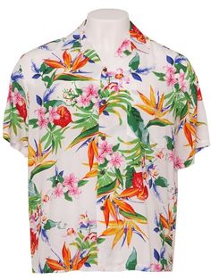 Passion Paradise White Rayon Men's Hawaiian Shirt White Tropical Top With Camp Collar, Tropic Thunder, Hawaiian Design, Hawaiian Dresses, Hawaiian Designs, Floral Hawaiian Shirt, Hawaiian Dress, Mens Hawaiian Shirts, Hawaiian Shirts