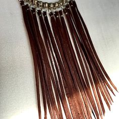 Brown Fringe Dangle Jewelry, Brown Fringe Jewelry For Festivals, Leather Fringe Earrings, Fringe Fashion, Long Fringe, Long Fringes, Fringe Necklace, Boho Leather, Boho Gifts