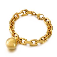 PRICES MAY VARY. Made of high-quality stainless steel, smooth surface, comfortable to wear, will not make the fingers green Chunky link chain bracelet featuring round ball shape charms and lobster claw closure, the ball charms is not solid, so it will not be too heavy to wear Chain length: 8.26 inches, chain width: 0.39 inches, ball pendant: 0.7 inches in diameter Great for daily wear or as a gift to your friends, mother, wife, daughter, granddaughter, or other family members to express your lov Trending Jewelry 2024, Stacking Jewelry, Chunky Jewellery, Stainless Bracelet, Accessories Gold, Link Chain Bracelet, Chunky Bracelets, Chunky Jewelry, Bracelet Chain