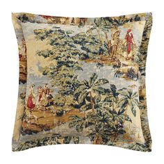 Provence Washed Linen Euro Sham Toile Design, Country Bedding, Toile Pattern, Timeless Basics, Vintage Pillow Covers, Rustic Bedding, Quilted Duvet Cover, Leather Pillow, Euro Pillow Shams