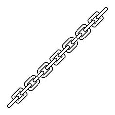 a black and white line drawing of a chain on a white background, with one link missing