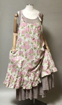 Cottage Style Dress, Linen Pinafore Dress, Tina Givens, Vestidos Retro, Skirt Maxi, Apron Dress