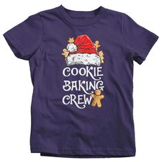 Kids Christmas T Shirt Cookie Baking Crew Matching Xmas Shirts Cute Graphic Tee Santa Hat Cookies Shirt-Shirts By Sarah Santa Hat Cookies, Kids Christmas T Shirts, Cookie Baking Crew, Cookie Shirt, Hat Cookies