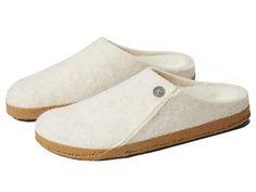 Birkenstock Zermatt Shearling - Shoes : Ecru Wool/Shearling : Cozy up this winter in the Birkenstock Zermatt wool felt slip-on slipper. Removable anatomically contoured cork-latex footbed with cozy shearling linings. Removable anatomically contoured cork-latex footbed with cozy shearling linings supports the arches of the foot for added comfort. Latex outsole. Rubber outsole. Imported. Made in Germany. This product contains real natural fur from sheep. Fur Origin: New Zealand. Measurements: Weig Birkenstock Zermatt, Zermatt, Flat Espadrille, Product Reviews, Wool Felt, Birkenstock, Sheep, Cork, New Zealand