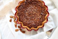 a pecan pie sitting on top of a table