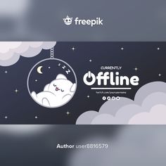 an image of a cat hanging from a string with the caption'freepik currently offline '