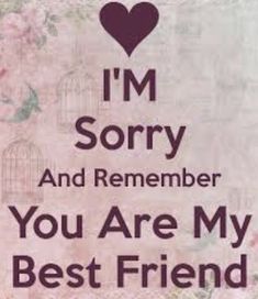 the words i'm sorry and remember you are my best friend on a pink background