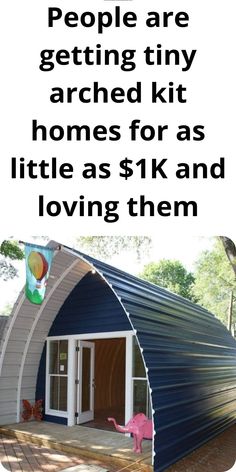 an advertisement for a tiny house that is being built in the shape of a tent