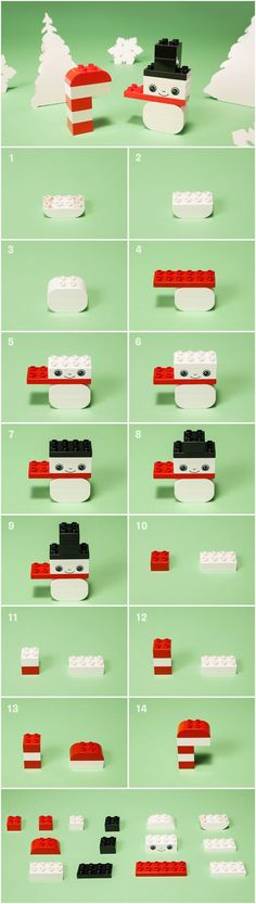 the instructions for how to make a snowman out of legos and paper plates