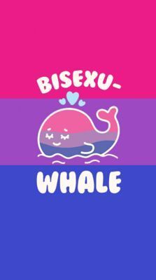 the words bisexu whale are painted on two different colored stripes, one pink and blue