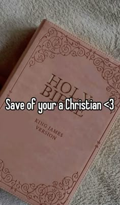 a pink book with the words save of your a christian = 3 on it next to a