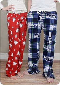 two pajama pants with the words hit the hay pajama pants sewing pattern