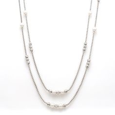 Platinum Chains by Jewelove Designer platinum chain. Metal : Platinum Platinum Purity : 95% Purity Mark : Pt 950 Length : 18 + 2 inches (inner chain 18 inches, outer chain 20 inches) Estimated Platinum Weight : 19.286 grams Certificate of Authenticity : Platinum Guild International Classic White Box Chain Necklace, Classic Silver Chain Necklace With Pearls, Platinum Chain, Love Band, Chain For Women, Personalized Rings, Platinum Ring, One Ring, Pearl Chain