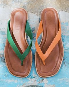 The perfect, elevated summer flip flop. Leather Summer Slip-on Flip Flops, Adjustable T-strap Summer Flip Flops, Multicolor Slip-on Flip Flops For Spring, Summer T-strap Flip Flops With Removable Insole, Multicolor Non-slip Summer Flip Flops, Summer Flip Flops, Dream Wardrobe, Flip Flops, Sandals