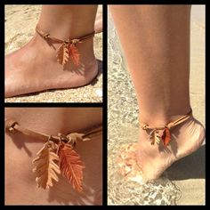 Beach, sand, water, sun, leather leaves... Anklets Diy, Leather Anklets