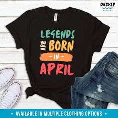 Custom Birth Month Shirt, April Birthday Gift-Clothing:Gender-Neutral Adult Clothing:Tops & Tees:T-shirts:Graphic Tees-DecksyDesigns Born In April, April Birthday, Birthday Month, Custom Birthday, Birth Month, Birthday Gifts For Women, Favorite Shirts, Sweatshirt Hoodie, Unisex Sweatshirt