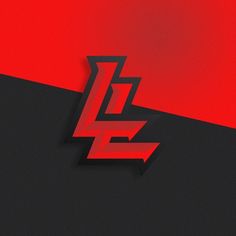 a red and black background with the letter l