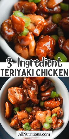 the ingredients for teriyaki chicken in bowls