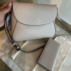 Nwt Kate Spade Elsie Pebbled Leather Crossbody Bag And Matching Wallewarm Beige. Condition Is New With Tags. Shipped With Usps Priority Mail. 10.16" W X 7.2" H X 3.6" D Features Strap Drop: 22" Foil Embossed Logo Closure Type: Flap With Magnetic Snap Closure Dust Bag Included: No Interior: Back Zip And Front Slip Pockets Materials Pebbled Leather Lining: Two Way Script Logo Lini Kate Spade Everyday Shoulder Bag, Elegant Kate Spade Bag With Cell Phone Pocket, Kate Spade Pebbled Leather Bag With Detachable Strap, Kate Spade Bag With Textured Leather And Double Handle, Kate Spade Bag With Zipper Closure And Double Handle, Color Block Handbags, Kate Spade Cream Bag With Gold-tone Hardware, Kate Spade Crossbody Purse, Kate Spade Crossbody Shoulder Bag With Silver-tone Hardware