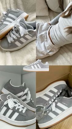 dm for credit or removal! #adidas #campus00s #grey #trainers #aesthetic Trainers Aesthetic, Sneakers Cute, Trendy Shoes Sneakers, Dr Shoes, Grey Trainers, Preppy Shoes