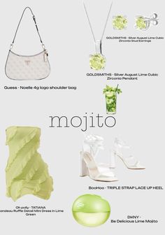 the different types of shoes and purses are shown in this graphic style, including one with