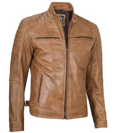 Camel Brown Cafe Racer Leather Moto Jacket For Men
Ride in style with our Men's Camel Cafe Racer Leather Jacket, inspired by classic moto aesthetics. Crafted from premium leather, this jacket features a sleek silhouette that exudes rugged sophistication. The camel color adds a timeless appeal, perfect for both casual outings and urban adventures. With its padded shoulders and zipper details, this jacket combines durability with distinctive style, making it a standout piece in any men's wardrobe. Classic Brown Leather Motorcycle Jacket, Brown Cafe Racer Outerwear For Winter, Classic Brown Leather Jacket For Motorcycling, Classic Brown Biker Jacket For Biker Events, Leather Cafe Racer Outerwear For Fall, Peplum Leather Jacket, Asymmetrical Leather Jacket, Racer Leather Jacket, Racer Jackets