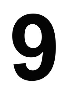 the number nine is shown in black and white, with no other letters on it