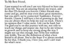 a poem written in black and white with the words'to my best friend, i just wanted to tell you