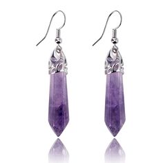 PRICES MAY VARY. Our natural purple amethyst crystal stone are hang on Hypoallergenic silver plated hooks. our jewelry is lead free and nickel free Measurement: The genuine stone is 36mm in length, Each piece of jewelry is carefully packaged to ensure safety, best choice for girlfriend, mom on valentine's day, Mother's day Material: This fashion crystal dangle earrings are made of natural amethyst quartz, lightweight and easy to wear for women girls daily wear Chakra Stone: People believe that a Pink Music, White Flower Earring, Unicorn Earrings, Crystal Chakra, Pineapple Earrings, Seashell Earrings, Silver Bling, Long Tassel Earrings, Retro Earring