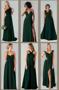 a collage of photos showing different styles of bridesmaid dresses