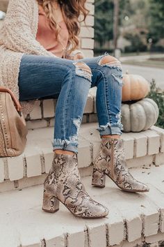 The Brie Snake Print Bootie Snakeprint Boots Outfit, Print Boots Outfit, Best White Sneakers, Edm Festival Outfit, Animal Print Boots, Snake Boots, Snake Print Boots, Leopard Boots, Booties Outfit