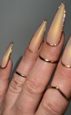 Ongles Bling Bling, Custom Nails, Colorful Nails, Gold Nail, Dream Nails, Fire Nails, Dope Nails, Chrome Nails