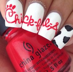 Eat Mor Chikin, Fake Nails For Kids, Food Nails, Western Nails, Natural Nail Designs, Cow Nails, Summery Nails, Nails For Kids, Trendy Nail Design