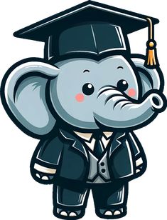 an elephant wearing a graduation cap and gown