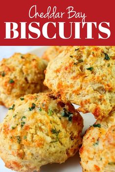 cheddar bay biscuits on a white plate