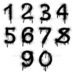 the numbers are covered in black paint and have dripping drops on them - stock photo - images