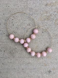 Pink/Blush Bead Hoop Earrings Bead Hoop Earrings, Jewelry Tips, Flower Mound, Family Picture Outfits, Picture Outfits, Daughter In Law, Large Hoop Earrings, Beaded Hoop Earrings, Beaded Hoops