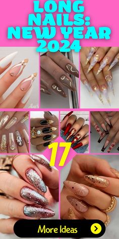 Long nails - new year 2024 is your opportunity to make a bold and stylish statement. Explore the latest nail design 2024 trends, from classic French tip to trendy dip powder nails. Whether your preference is square, stiletto, or oval, these nails will ensure you start the year in style and create memories that last a lifetime. Ideas For Long Nails, Square Acrylics, Nails New Year, Classic French Tip, Long Almond Nails, Latest Nail Designs, Long Stiletto Nails, Latest Nail Trends, Long Nail Designs