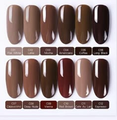 Brown colors nails inspo#Nail #nailcolor #nailpolish Membentuk Alis, Unghie Sfumate, Kutek Disney, Fall Gel Nails, Gel Set, Gel Nail Colors, Neutral Nails, Brown Nails, Classy Nails